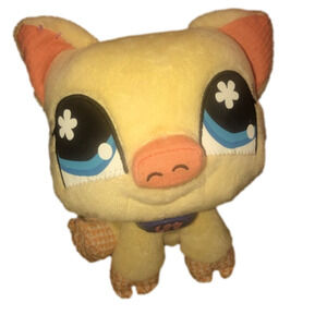 LITTLEST Pet Shop VIP Pig Plush Stuffed Animal Teddy Hasbro 2007 Approx 8”